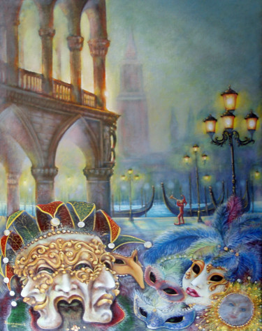 Картина под названием "Venice" - Svetlana Kislyachenko, Подлинное произведение искусства, Масло Установлен на Деревянная рам…