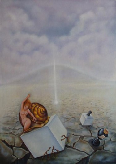 Картина под названием "Snail" - Svetlana Kislyachenko, Подлинное произведение искусства, Масло