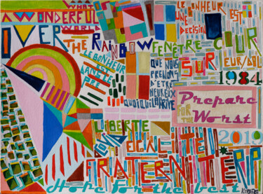 Malerei mit dem Titel "Over the rainbow" von Kiüt, Original-Kunstwerk, Acryl
