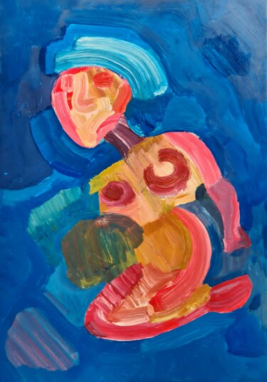 Картина под названием "floating women" - Kiyemba Muhamed, Подлинное произведение искусства, Масло