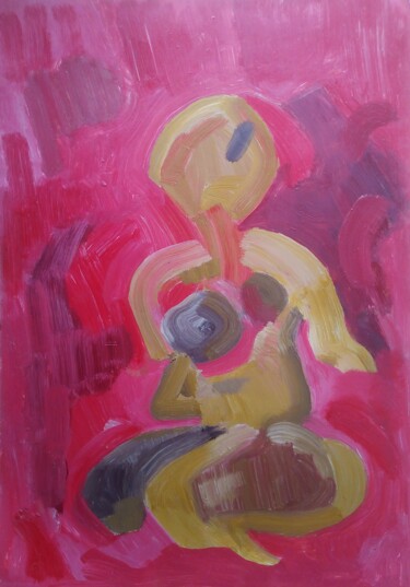 Malarstwo zatytułowany „Red lady” autorstwa Kiyemba Muhamed, Oryginalna praca, Olej