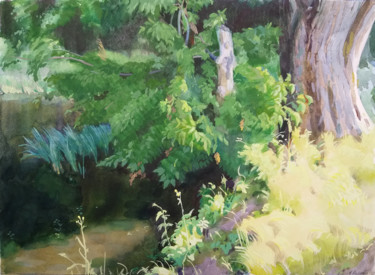 Картина под названием ""Заросли у пруда"" - Елена Кизаева, Подлинное произведение искусства, Акварель
