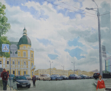 Peinture intitulée ""Небо над Харьковом"" par Elena Kizaeva, Œuvre d'art originale, Aquarelle