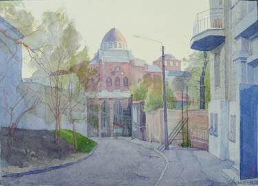 「"Переулок Воробьёва…」というタイトルの絵画 Елена Кизаеваによって, オリジナルのアートワーク, 水彩画