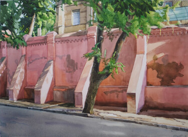 Painting titled ""Старая стена"" by Elena Kizaeva, Original Artwork, Watercolor