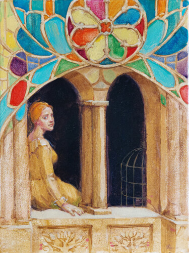 Pittura intitolato ""Витражи бытия"" da Elena Kizaeva, Opera d'arte originale, Acrilico