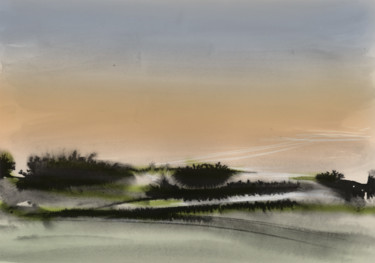 Druckgrafik mit dem Titel "Les Dunes" von Kizou Dumas, Original-Kunstwerk, Digitaldruck