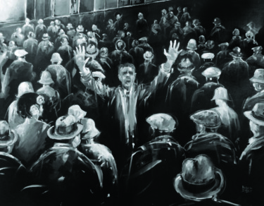 Painting titled "The Crowd" by Kizou Dumas, Original Artwork, Oil