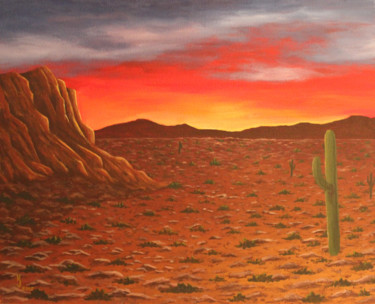 Painting titled "Arizona Sunset | Or…" by Kj Burk, Original Artwork, Acrylic