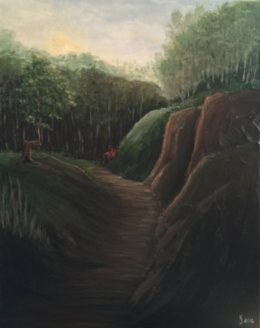 Painting titled "Native Trail Marker…" by Kj Burk, Original Artwork, Acrylic