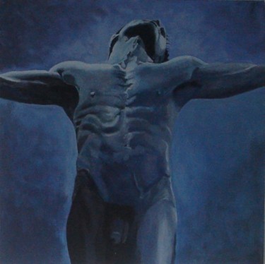 Painting titled "Blue male nude" by Kevin Kane, Original Artwork