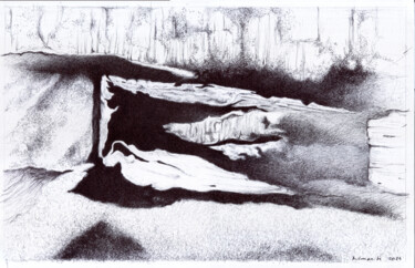 Drawing titled "Black to White #12" by Kkdzo, Original Artwork, Ballpoint pen