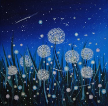 Painting titled "Night dandelions" by Rita Ason, Original Artwork, Other