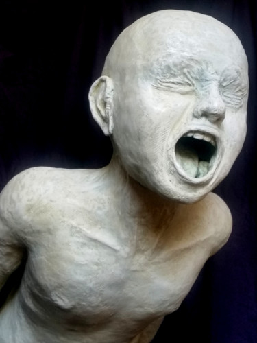 Escultura intitulada "Libérer l'enfant qu…" por Karine Krynicki, Obras de arte originais, Papel machê