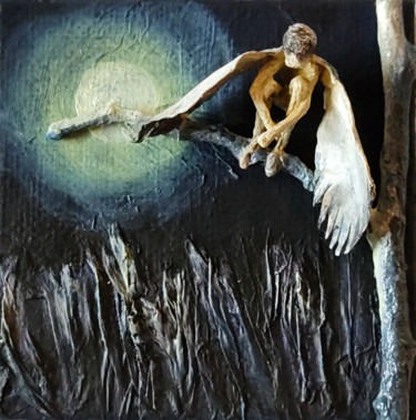 Schilderij getiteld "Loin du monde" door Karine Krynicki, Origineel Kunstwerk, Olie