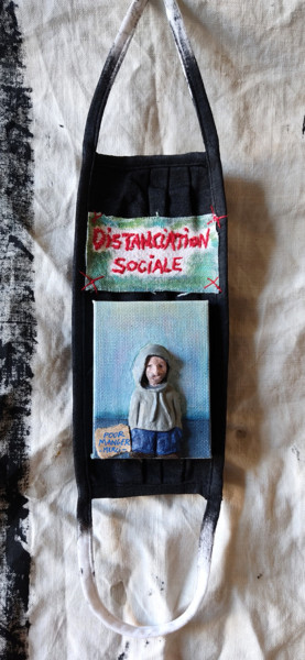 「Distanciation socia…」というタイトルのテキスタイルアート Karine Krynickiによって, オリジナルのアートワーク, アクリル