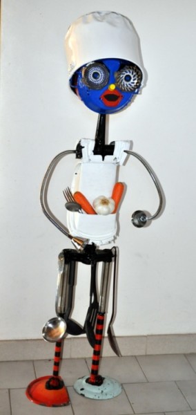Sculpture intitulée "P'tit cuistot" par Karine Krynicki, Œuvre d'art originale