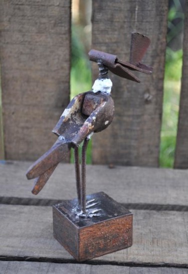 Sculpture titled "Drôle d'oiseau (ima…" by Karine Krynicki, Original Artwork, Metals