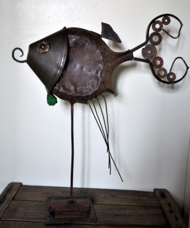 Sculpture titled "Histoire d'eau" by Karine Krynicki, Original Artwork, Metals