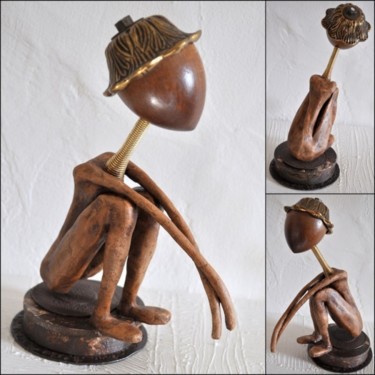 Sculpture intitulée "Pensive" par Karine Krynicki, Œuvre d'art originale, Techniques mixtes