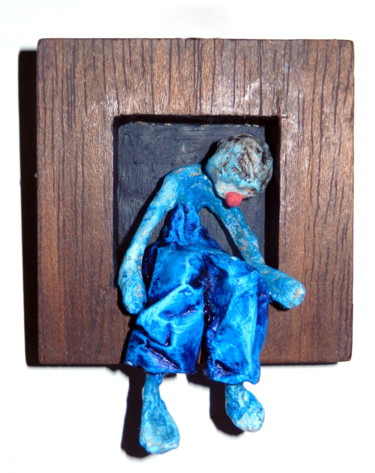 Sculpture intitulée "Le repos du clown" par Karine Krynicki, Œuvre d'art originale, Papier