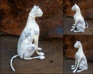 Scultura intitolato "Cat" da Karine Krynicki, Opera d'arte originale, Carta