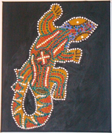 Malerei mit dem Titel "Goanna Ochre" von Klang Und Farbtraumwelten, Original-Kunstwerk, Acryl