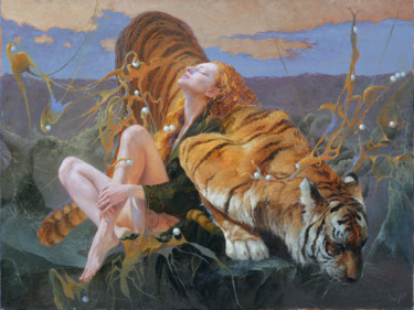 Painting titled "Ловцы жемчуга." by Iurii Klapoukh, Original Artwork, Oil