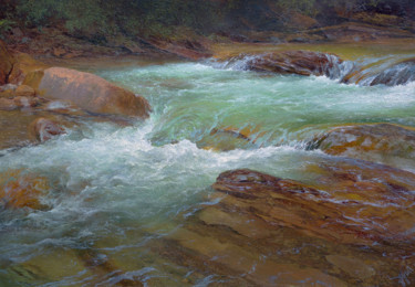 「Горная река.」というタイトルの絵画 Юрий Клапоухによって, オリジナルのアートワーク, オイル