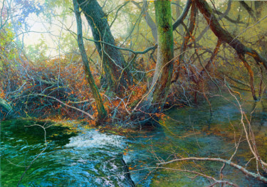 Painting titled "В тени деревьев." by Iurii Klapoukh, Original Artwork, Oil