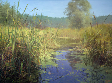 Painting titled "На рыбалку." by Iurii Klapoukh, Original Artwork, Oil