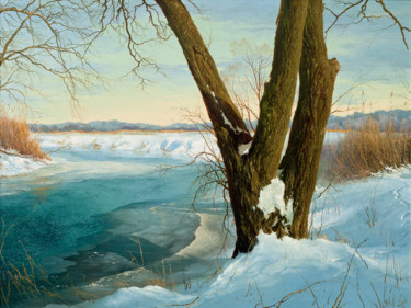 Painting titled "Зима." by Iurii Klapoukh, Original Artwork, Oil