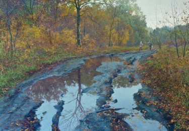 Painting titled "Октябрь." by Iurii Klapoukh, Original Artwork, Oil
