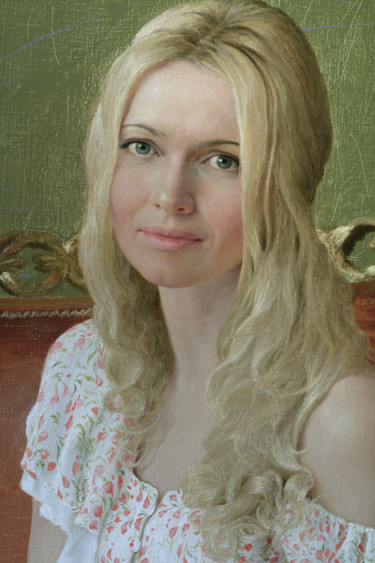 Peinture intitulée "Портрет молодой жен…" par Iurii Klapoukh, Œuvre d'art originale, Huile