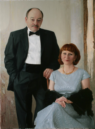 Pintura intitulada "Двойной портрет." por Iurii Klapoukh, Obras de arte originais, Óleo