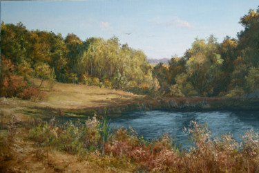 Peinture intitulée "Осень вокруг озера." par Iurii Klapoukh, Œuvre d'art originale, Huile