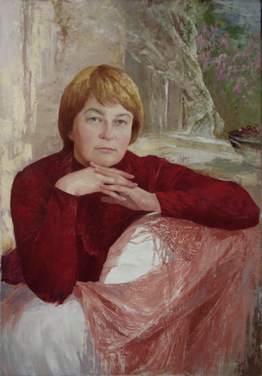 Pittura intitolato "Портрет женщины в к…" da Iurii Klapoukh, Opera d'arte originale, Olio