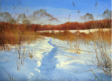 Картина под названием "Зимняя тропинка." - Юрий Клапоух, Подлинное произведение искусства, Масло