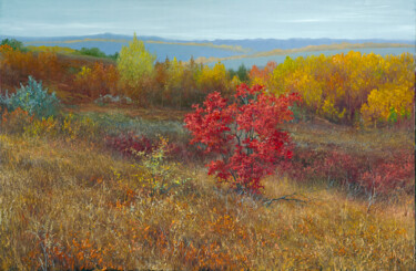 Картина под названием "Багряная осень." - Юрий Клапоух, Подлинное произведение искусства, Масло