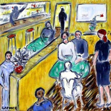 Peinture intitulée "Yellow Cafe" par Kevin Larmee, Œuvre d'art originale