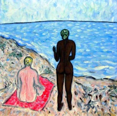 Pittura intitolato "Beach" da Kevin Larmee, Opera d'arte originale