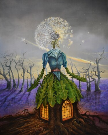 Картина под названием "Lady Dandelion" - Klaudia Karasek, Подлинное произведение искусства, Масло