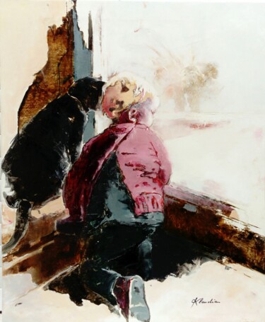Painting titled "INCONDICIONALES II" by Klaudia Neuhardt, Original Artwork, Oil Mounted on Other rigid panel