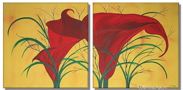 Malerei mit dem Titel "Calla ~ 2 paintings" von Klaudia Warwel, Original-Kunstwerk, Öl