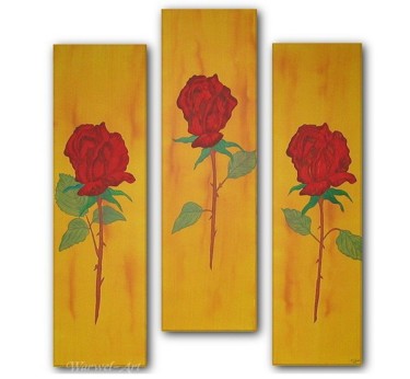 Malerei mit dem Titel "Roses ~ 3 original…" von Klaudia Warwel, Original-Kunstwerk, Öl
