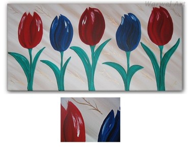 Malerei mit dem Titel "Tulpen ~ paintings…" von Klaudia Warwel, Original-Kunstwerk, Öl