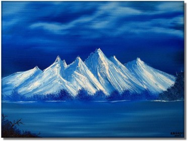 Malerei mit dem Titel "Mountains Range ~ o…" von Klaudia Warwel, Original-Kunstwerk, Öl