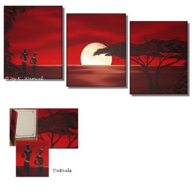 Malerei mit dem Titel "Kenya Sunrise II -…" von Klaudia Warwel, Original-Kunstwerk, Öl