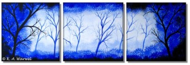 Malerei mit dem Titel "Blue Forest" von Klaudia Warwel, Original-Kunstwerk, Öl