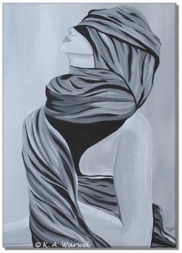 Картина под названием "Amina - Acrylic pai…" - Klaudia Warwel, Подлинное произведение искусства, Масло